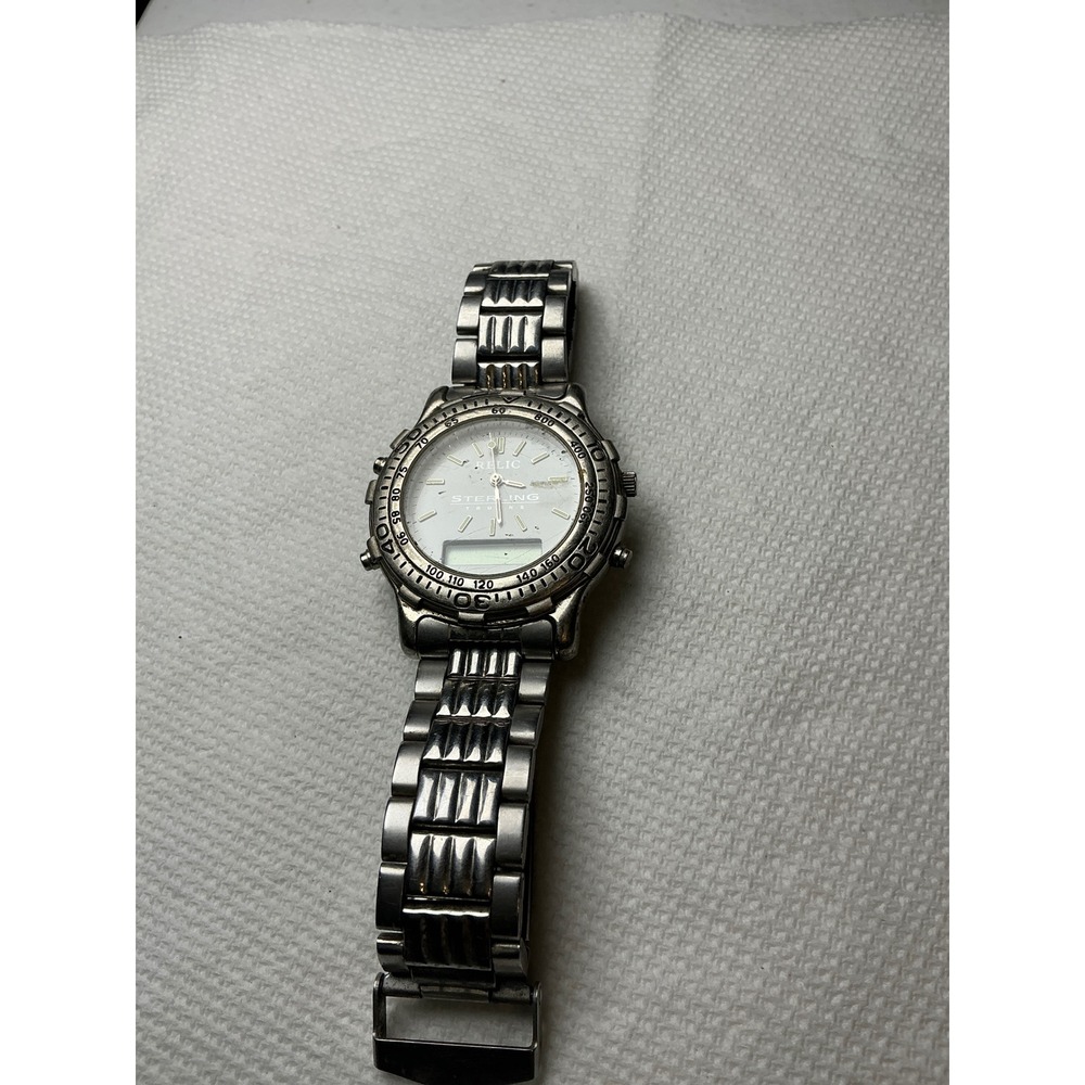 Relic Sterling Trucks Ana-Digi Silver Tone Watch PR 6018 Japan Movt Mens